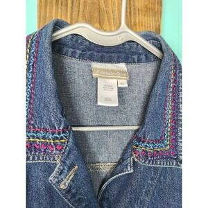 Vntg coldwater creek embroidered Aztec Southwestern denim Jacket Size 3x